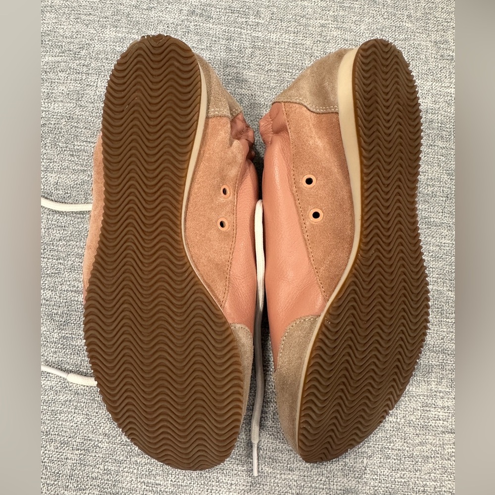 Tory Burch Pink Tan Leather & Suede Sneakers - Picture 4 of 5
